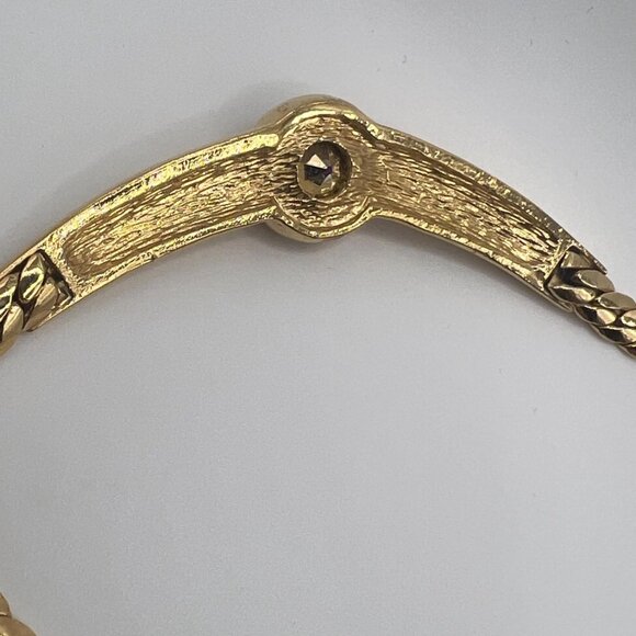 Vintage Goldtone Woven Chain Collar Necklace with Purple Cabochon - Picture 5 of 7